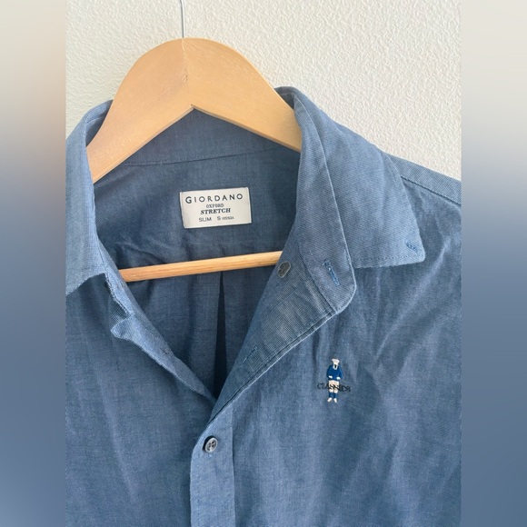 Giordano Navy Slim Fit Button Down Shirt - Picture 2 of 4